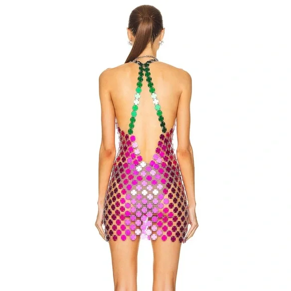 FANNIE SCHIAVONI Cara 2.0 Dress in Pink & Green
